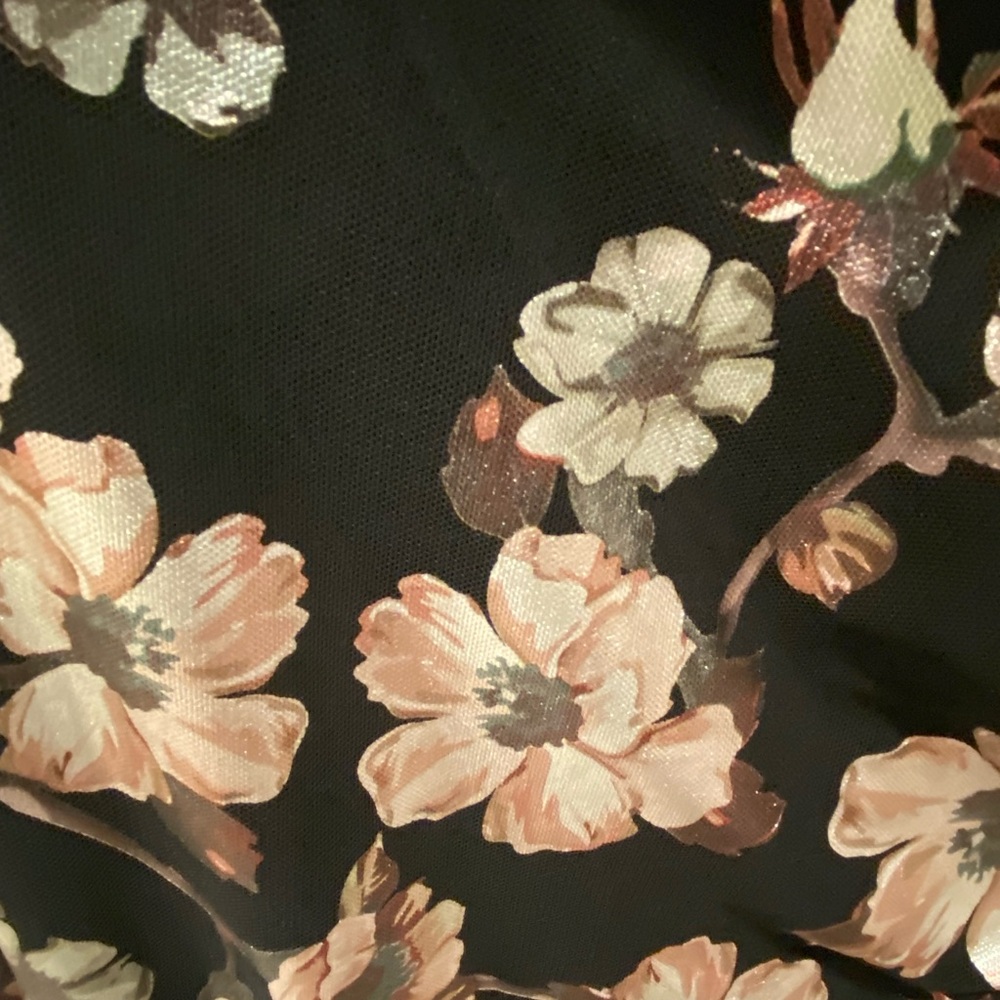 Connected Apparel Black and Pink Floral Midi Dress - Picture 3 of 7